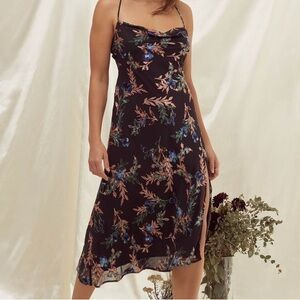 Astr the Label Gaia Black Multi Floral Midi Dress